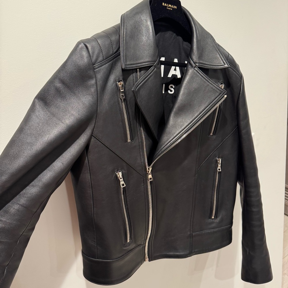 Balmain biker leather jacket